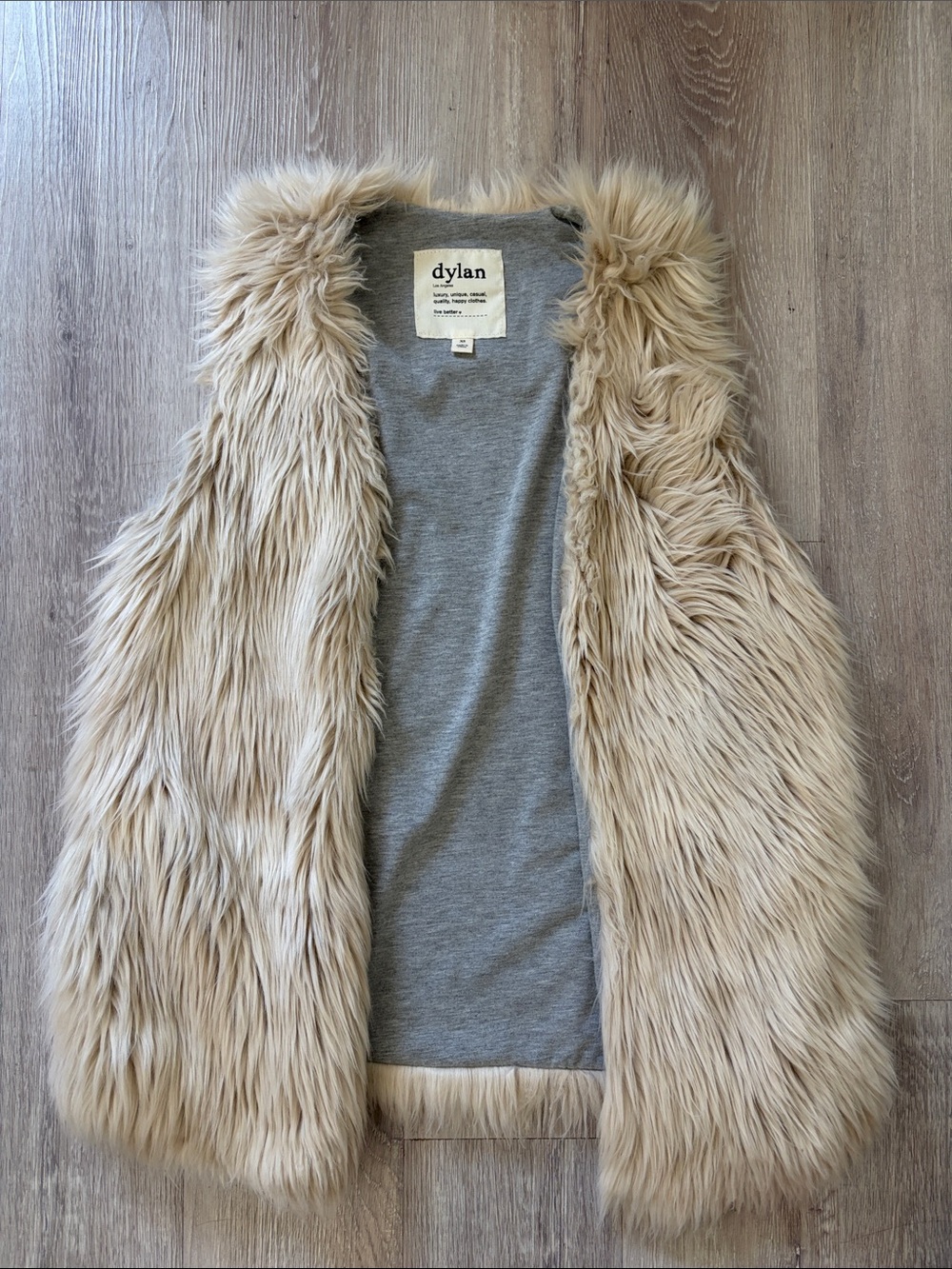 dylan Light Beige Faux Fur Vest